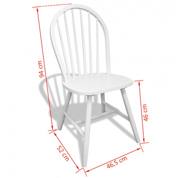 Chaises à manger lot de 6 blanc bois d'hévéa solide