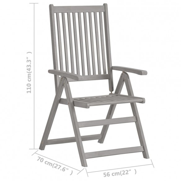 Chaises inclinables de jardin 3 pcs avec coussins Bois d'acacia