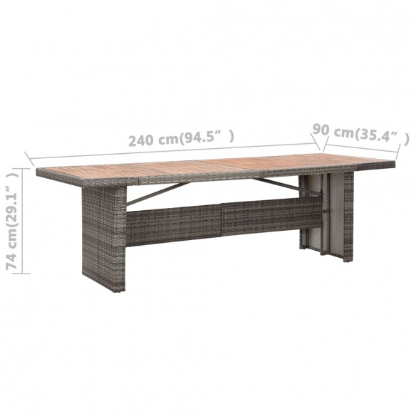 Table de jardin 240x90x74 cm Résine tressée et bois d'acacia