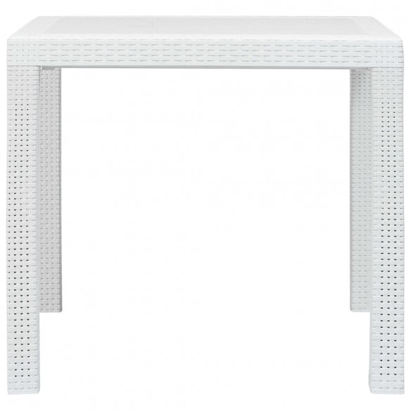 Table de jardin Blanc 79x79x72 cm Plastique Aspect de rotin