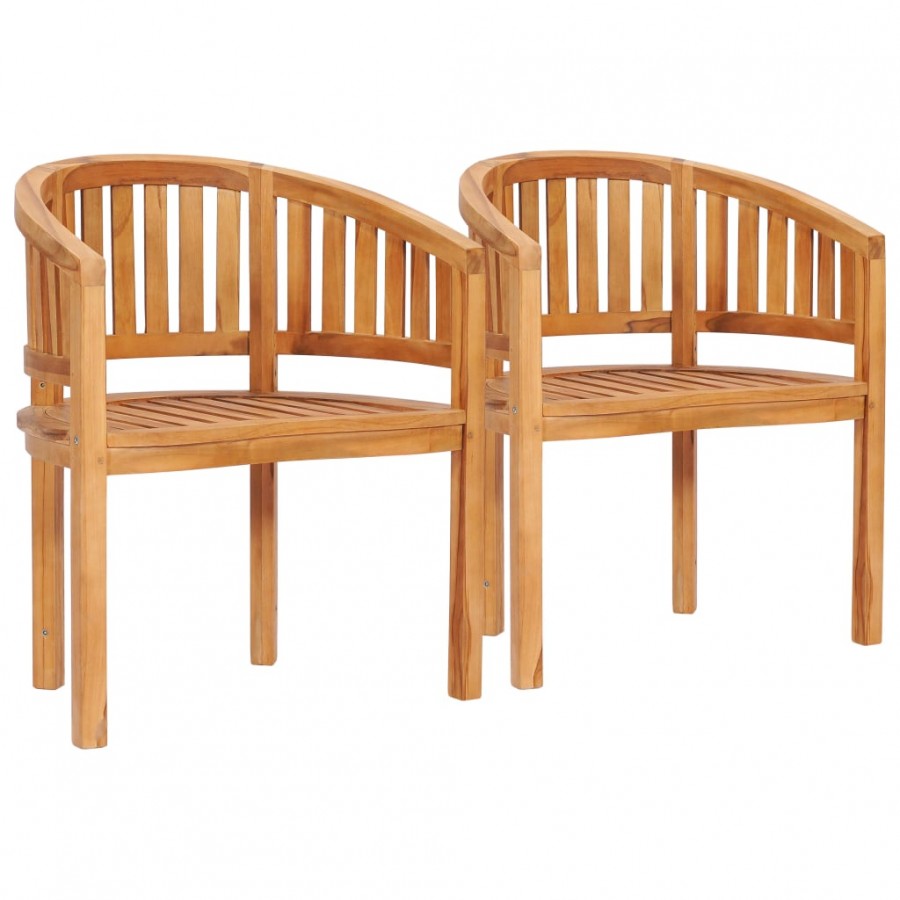 Chaises en forme de banane 2 pcs Bois de teck solide