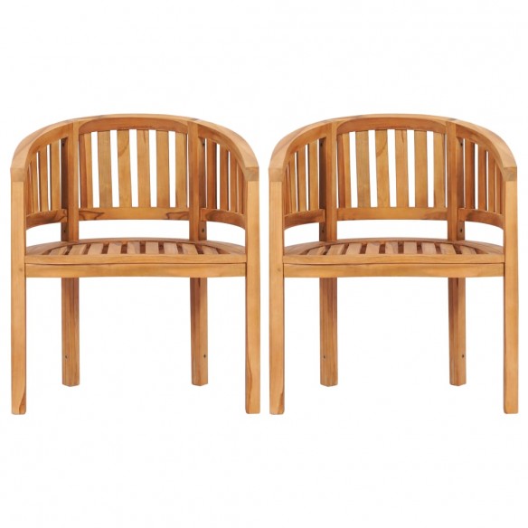 Chaises en forme de banane 2 pcs Bois de teck solide