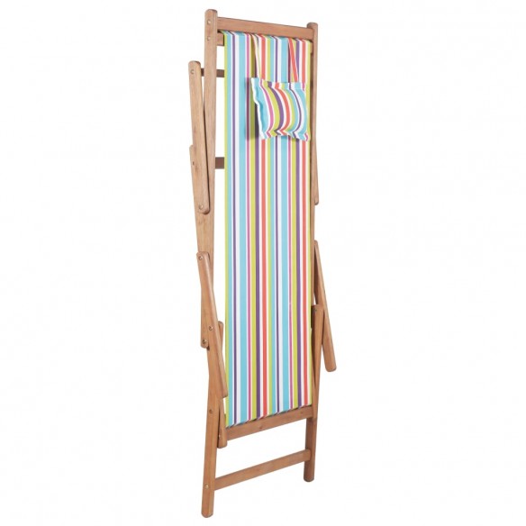 Chaise pliable de plage Tissu et cadre en bois Multicolore