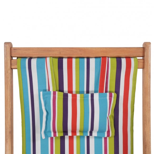 Chaise pliable de plage Tissu et cadre en bois Multicolore