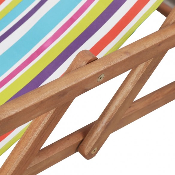 Chaise pliable de plage Tissu et cadre en bois Multicolore