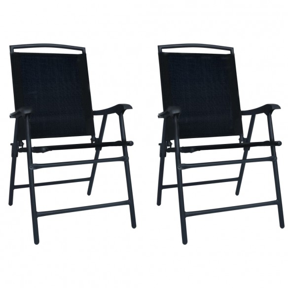 Chaises de jardin pliables 2 pcs Textilène Noir