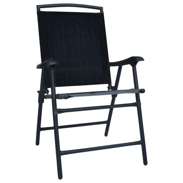 Chaises de jardin pliables 2 pcs Textilène Noir