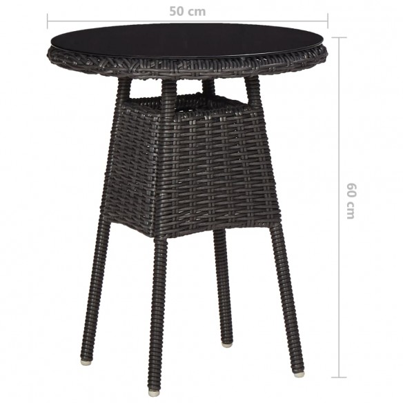 Chaises de jardin avec table à thé 2 pcs Résine tressée Noir