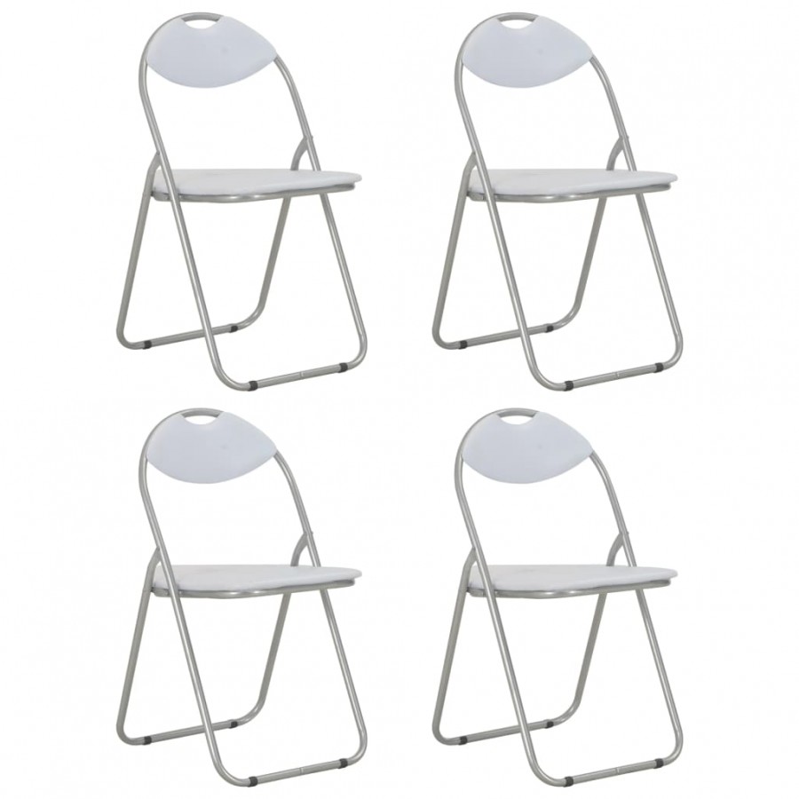 Chaises pliantes à manger lot de 4 blanc similicuir