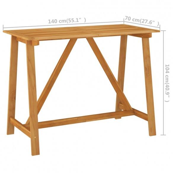 Table de bar de jardin 140x70x104 cm Bois d'acacia massif