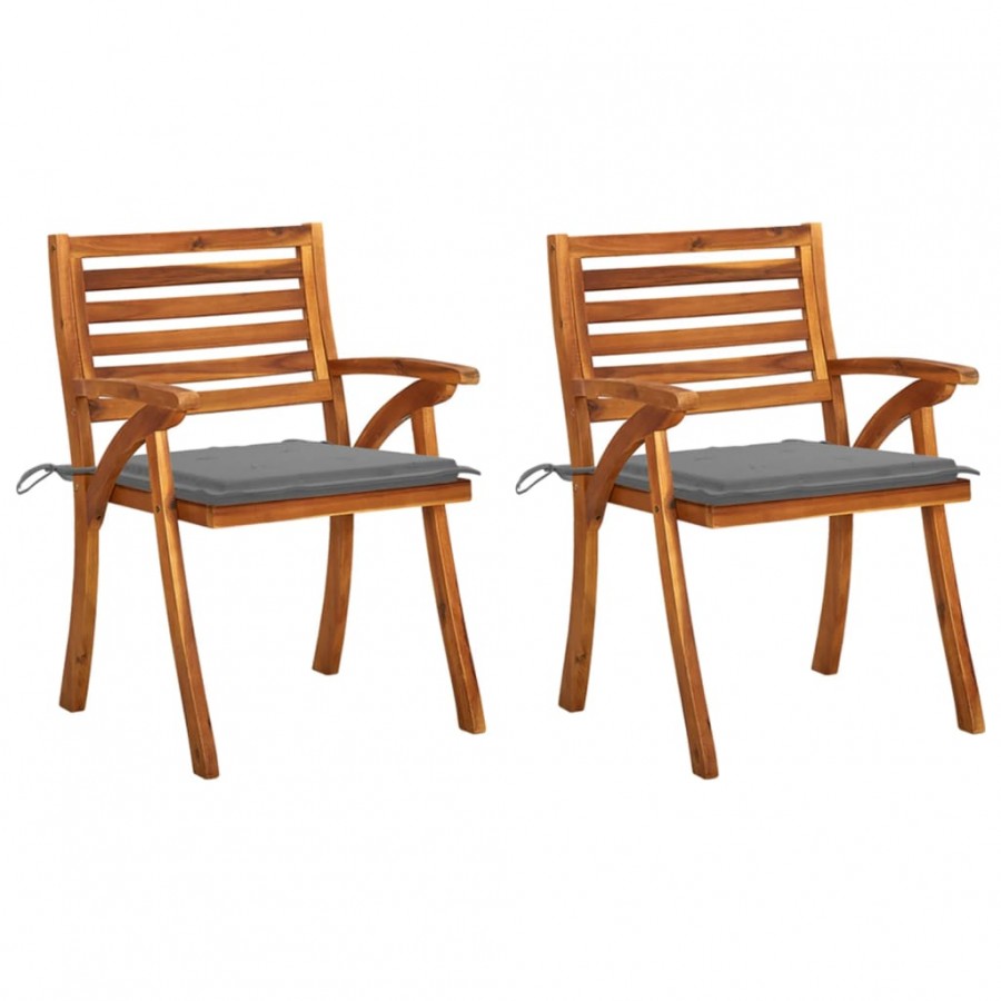 Chaises à dîner de jardin avec coussins 2 pcs Acacia massif