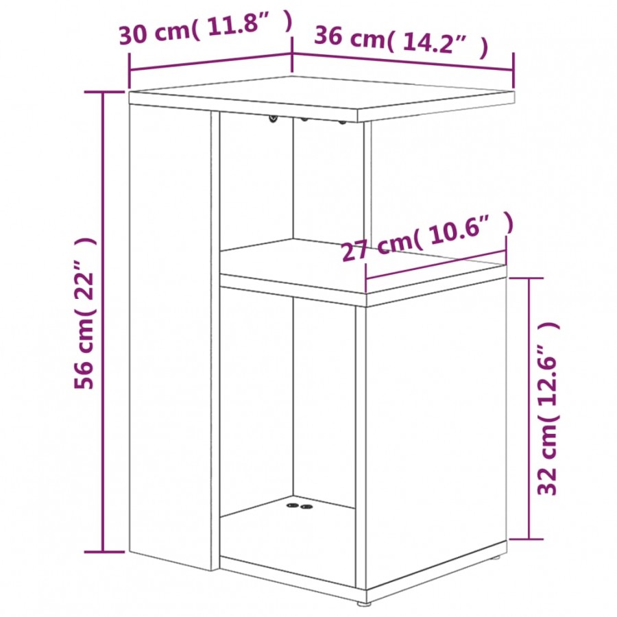 Table d'appoint Sonoma gris 36x30x56 cm 