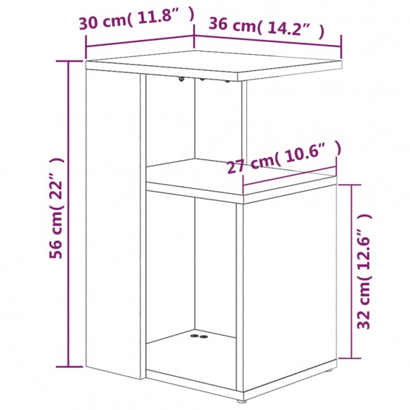 Table d'appoint Sonoma gris 36x30x56 cm Bois d'ingénierie
