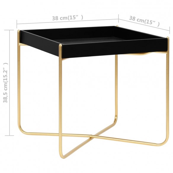 Table d'appoint Noir et doré 38x38x38,5 cm MDF