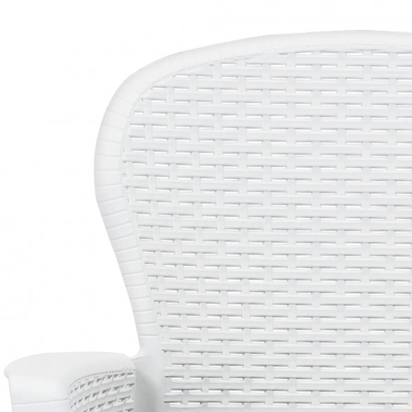 Chaise de jardin 2 pcs et coussin Blanc Plastique Aspect rotin