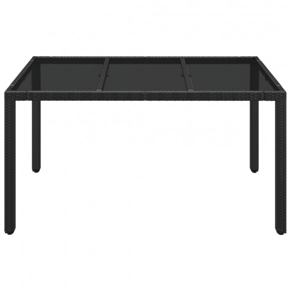 Table de jardin dessus en verre Noir 150x90x75cm Résine tressée