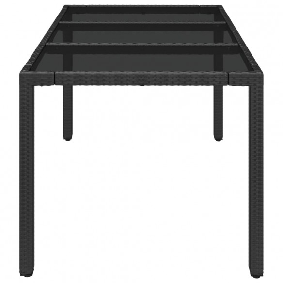 Table de jardin dessus en verre Noir 150x90x75cm Résine tressée