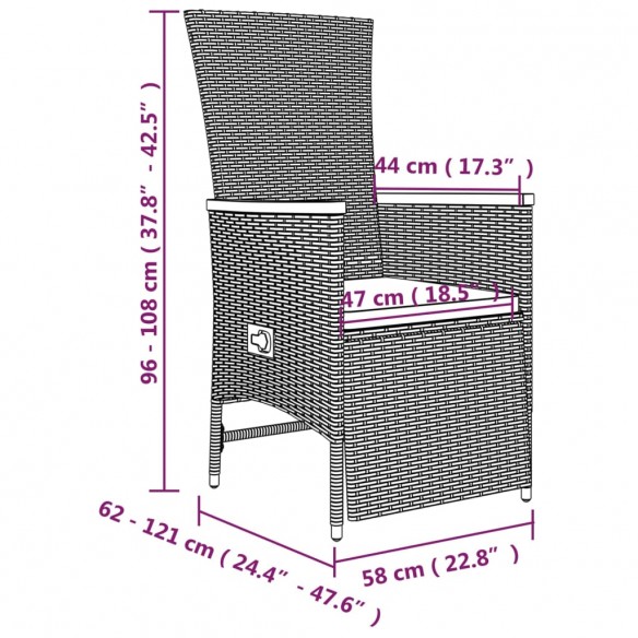 Ensemble à manger de jardin 5 pcs avec coussins Gris