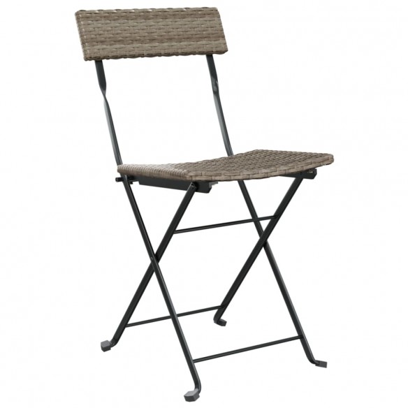 Chaises de bistrot pliantes 2 pcs Gris Résine tressée et acier