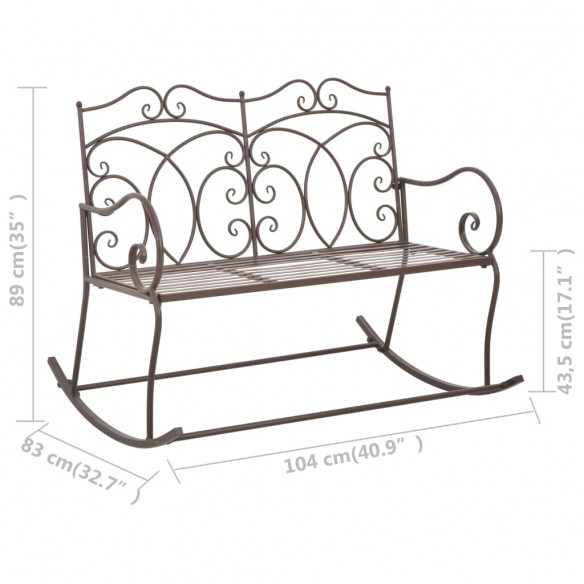 Banc de jardin 104 cm Fer Marron antique