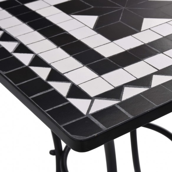 Table de bistro mosaïque Noir et blanc 60 cm  Céramique
