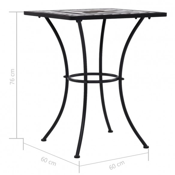 Table de bistro mosaïque Noir et blanc 60 cm  Céramique