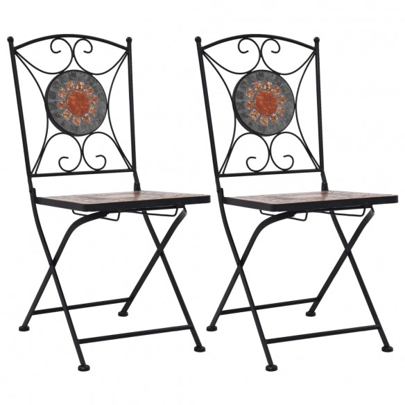 Chaises de bistrot mosaïque 2 pcs Orange et gris