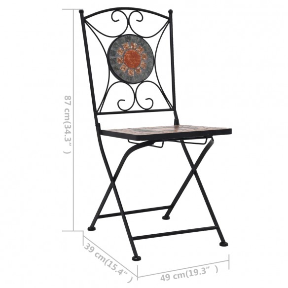 Chaises de bistrot mosaïque 2 pcs Orange et gris