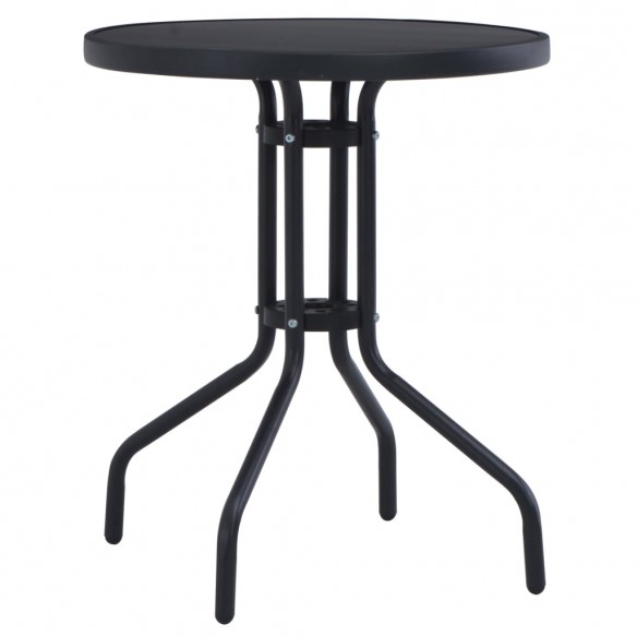 Table de jardin Noir 60 cm Acier et verre