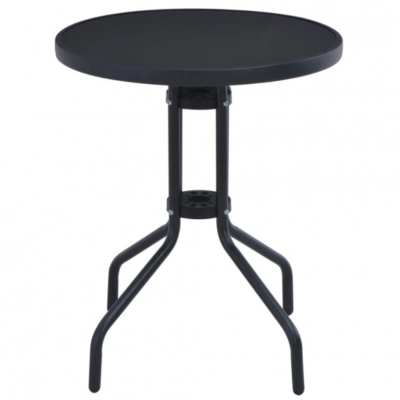 Table de jardin Noir 60 cm Acier et verre