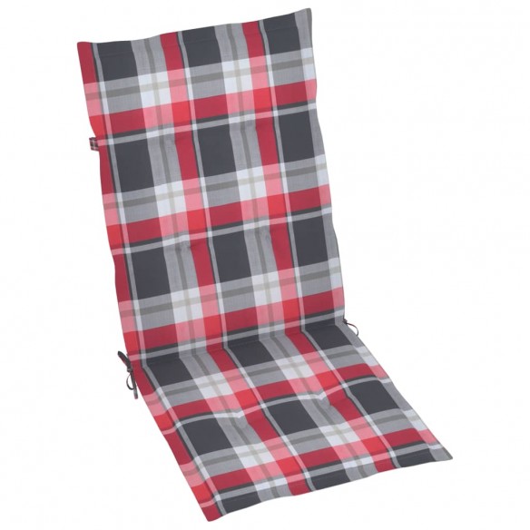 Chaises de jardin 4 pcs avec coussins à carreaux rouge Teck