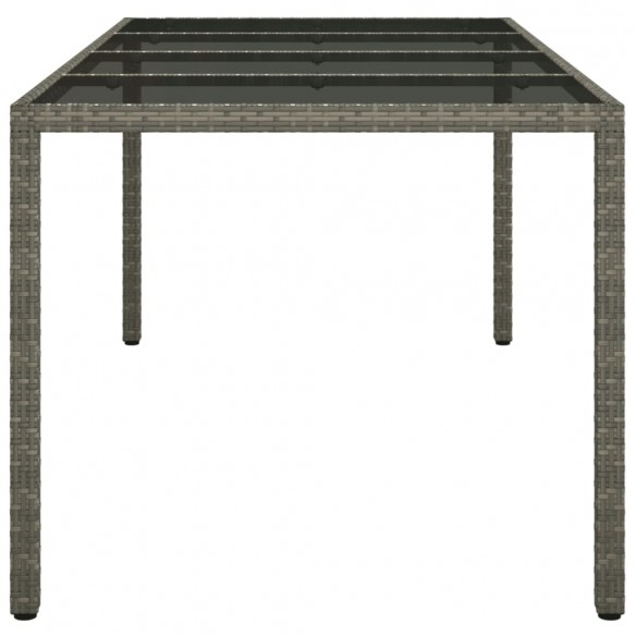 Table de jardin Gris 190x90x75 cm Verre trempé/résine tressée