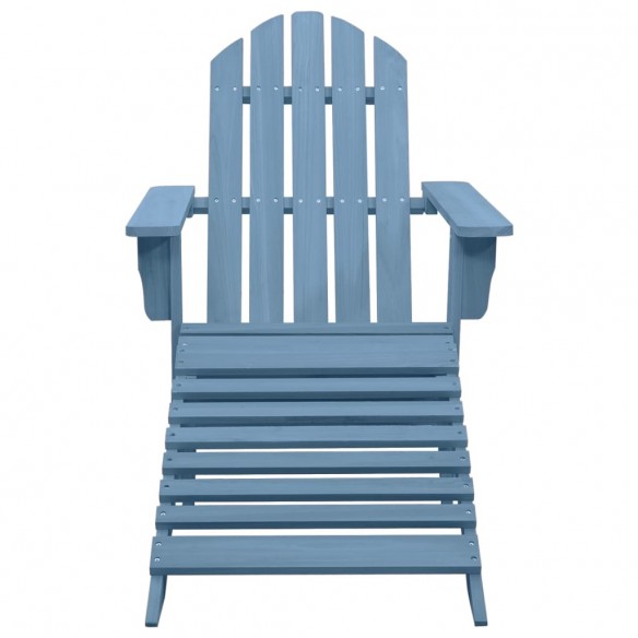 Chaise de jardin Adirondack avec pouf Bois de sapin solide Bleu