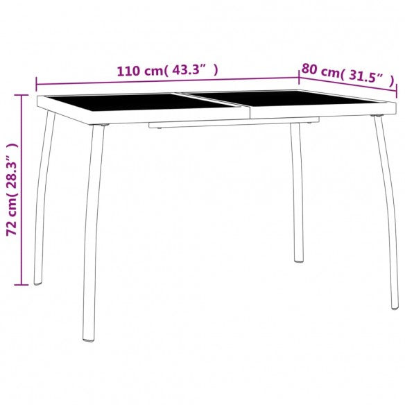 Table de jardin anthracite 110x80x72 cm Treillis d'acier