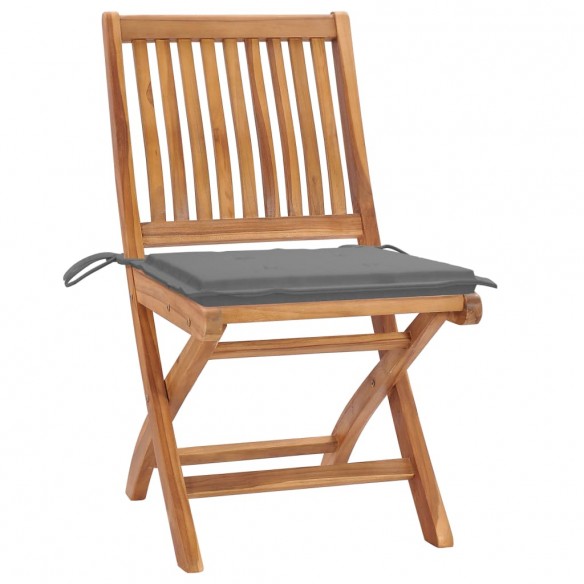 Chaises pliables de jardin avec coussins 6 pcs Bois de teck