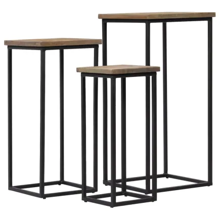 Ensemble de tables pour plante 3 pcs Teck recyclé 2