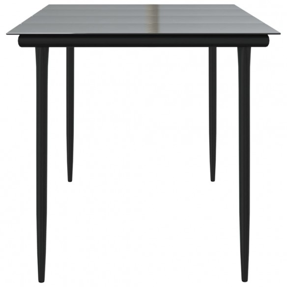 Table à dîner de jardin Noir 160x80x74 cm Acier et verre trempé