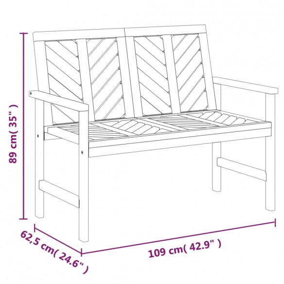 Banc de jardin 109 cm bois massif d'acacia