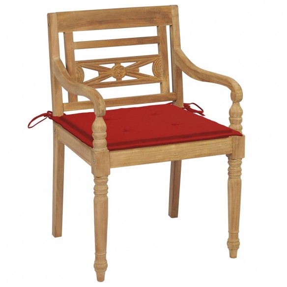 Chaises Batavia avec coussins 6 pcs Bois de teck solide