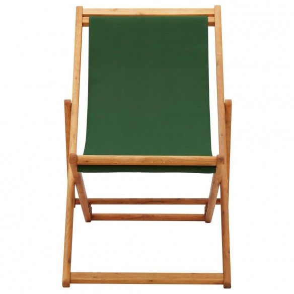 Chaise pliable de plage Bois d'eucalyptus et tissu Vert