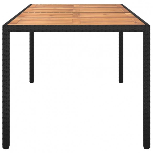 Table de jardin 190x90x75 cm Résine tressée et bois acacia Noir