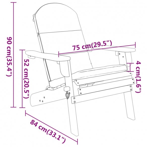 Chaise de jardin Adirondack avec coussins bois massif d'acacia