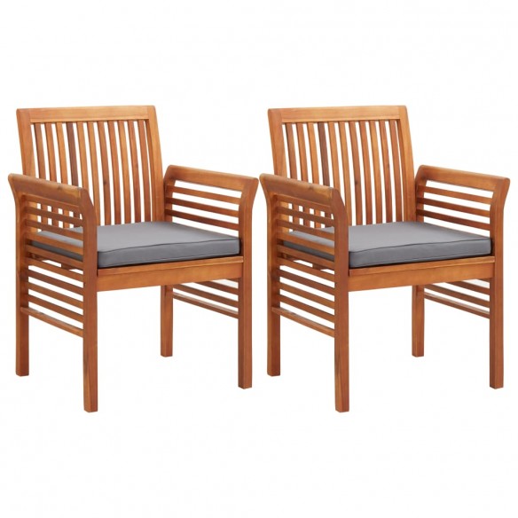 Chaises à dîner de jardin et coussins 2pcs Bois d'acacia massif