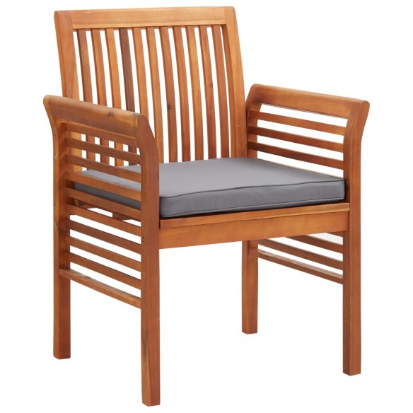 Chaises à dîner de jardin et coussins 2pcs Bois d'acacia massif