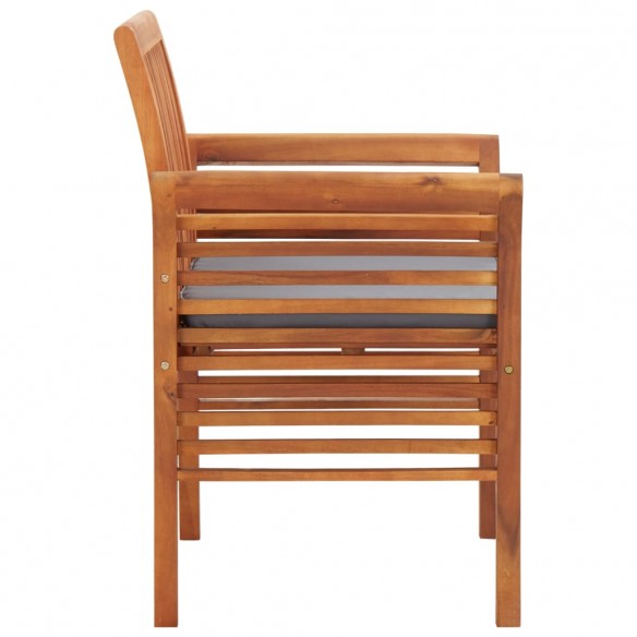 Chaises à dîner de jardin et coussins 2pcs Bois d'acacia massif