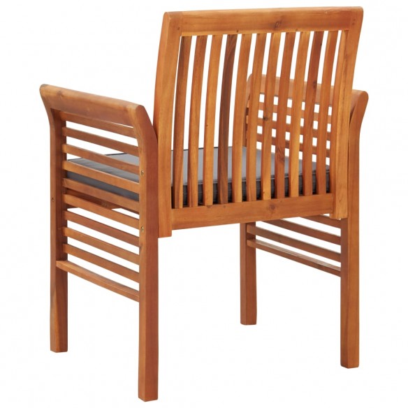 Chaises à dîner de jardin et coussins 2pcs Bois d'acacia massif