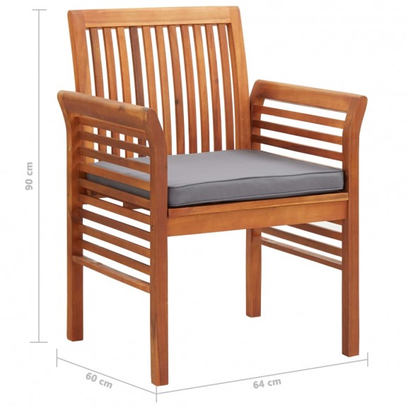 Chaises à dîner de jardin et coussins 2pcs Bois d'acacia massif