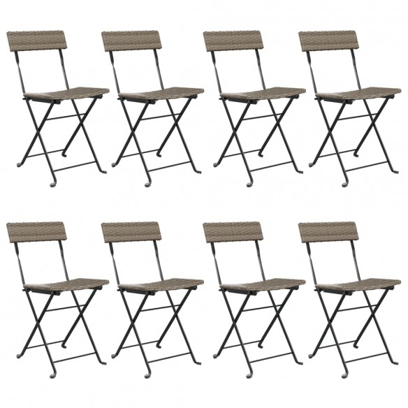 Chaises de bistrot pliantes 8 pcs Gris Résine tressée et acier