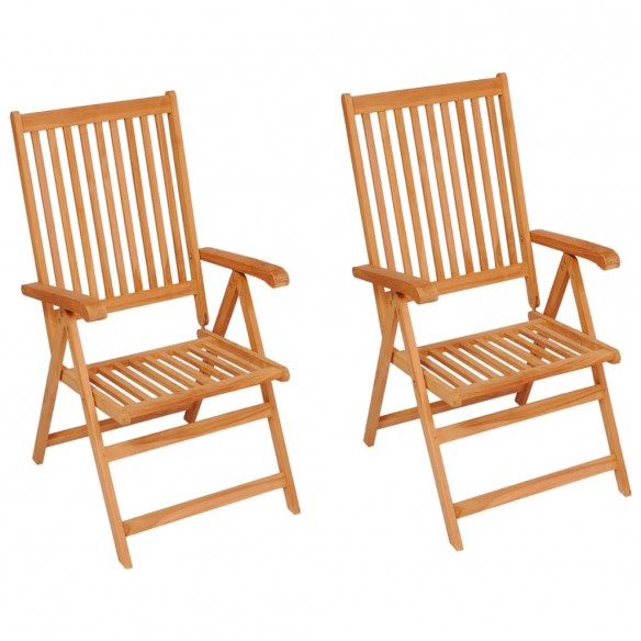 Chaises de jardin 2 pcs avec coussins à carreaux gris Teck