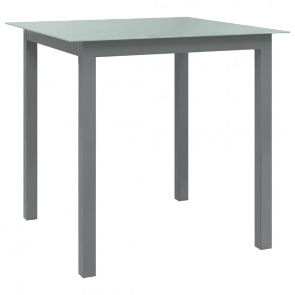 Table de jardin Gris clair 80x80x74 cm Aluminium et verre